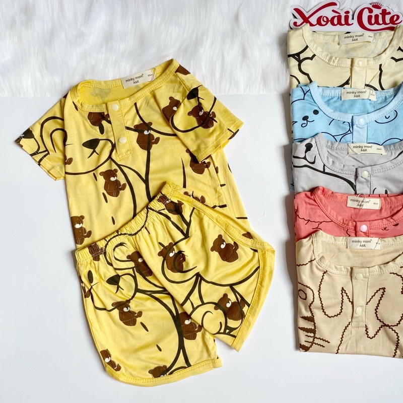 Đồ bộ cho bé trai bé gái, thun lạnh MINKYMOM , cộc tay cho bé mùa hè