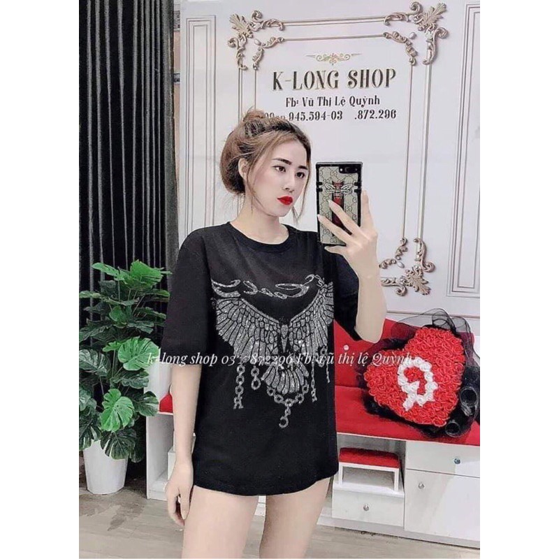 Áo phông đính đá cánh tiên sắc màu 2 mặt cho nam nữ fom rộng cao cấp -HOT HOT HOT