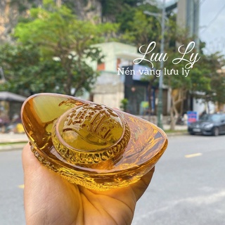 Kim Nguyên Bảo size to nhất 12cm chạm Rồng - Thỏi vàng thủy tinh phong thủy Chiêu Tài Phát Lộc