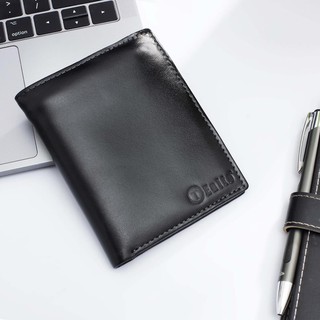 Bóp ví nam đứng trơn da bò thật