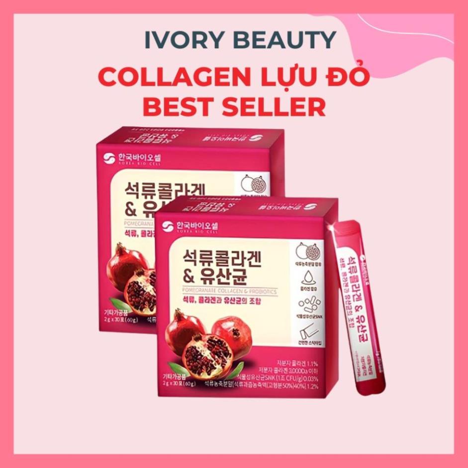 Collagen Lựu Đỏ Hàn Quốc 30 Gói Vitamin C (+Vit C) Chính Hãng Bột Collagen Lựu - IVORY