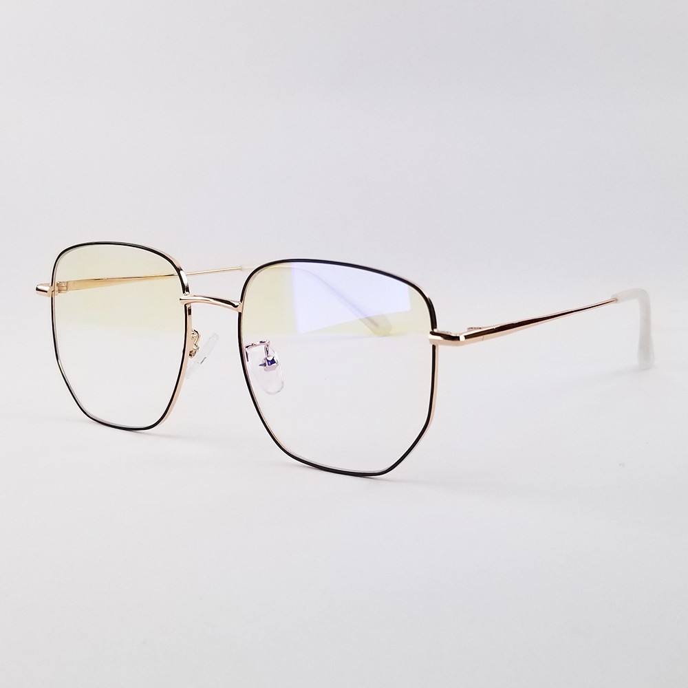 Gọng kính cận vuông nam nữ chất liệu kim loại màu đen, trắng bạc, vàng hồng 2970. Tròng kính giả cận 0 độ, chống tia uv | BigBuy360 - bigbuy360.vn