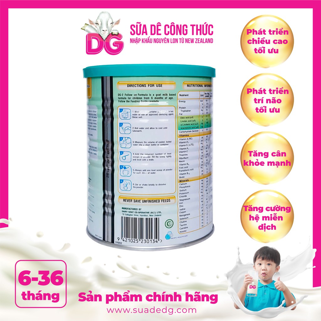 💖CHÍNH HÃNG💖 07/2022 Sữa Dê DG-2 Nhập khẩu nguyên lon từ NewZealand 400g