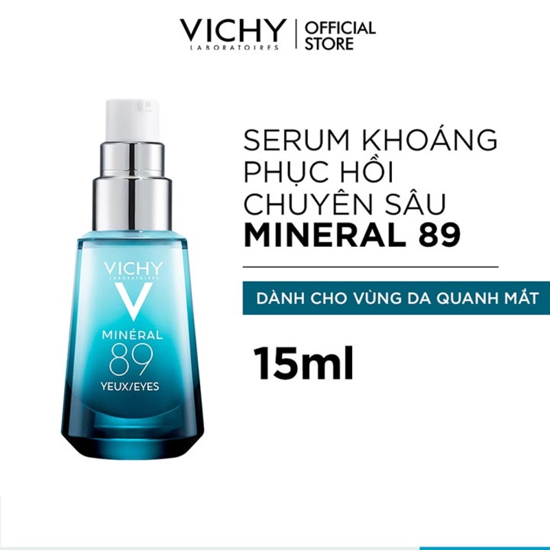 Dưỡng chất giàu khoáng chất giúp dưỡng ẩm, giảm quầng thâm cho vùng da quanh mắt Vichy Mineral 89 eyes repairing 15ml
