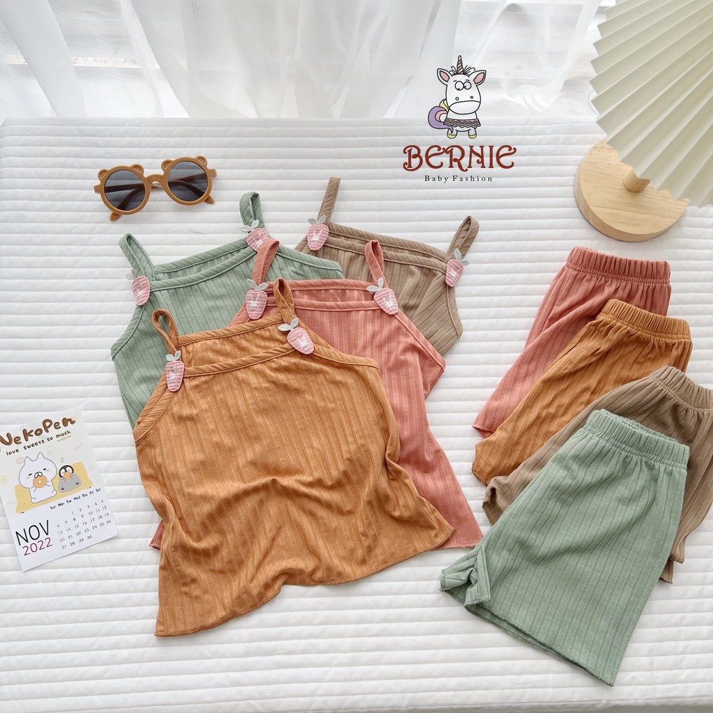 Bộ hai dây dễ thương bé gái, bộ thun gân 2 dây mềm mát đáng yêu