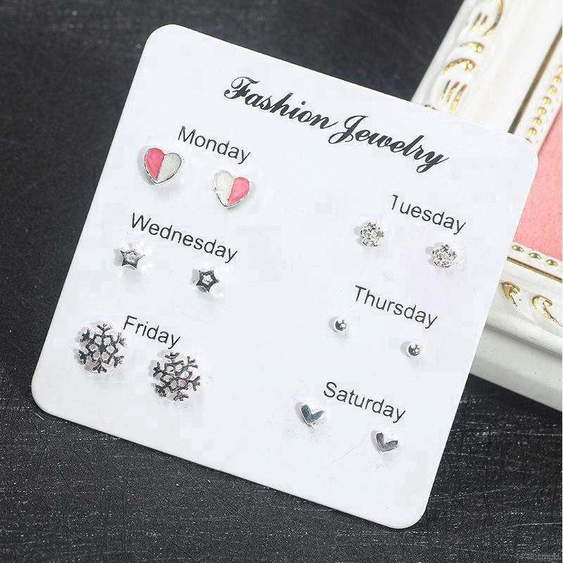 Set khuyên tai nhỏ xinh nhiều kiểu tùy chọn thời trang cho nữ Heart-shape Stud Earrings Set