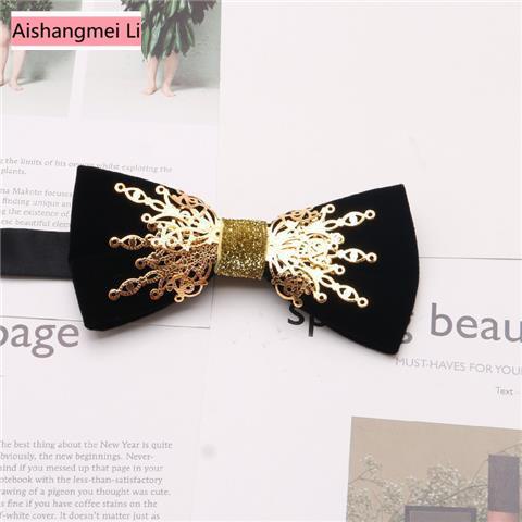 Nơ Cài Cổ Bằng Nhung Phối Kim Loại Thời Trang Dành Cho Nam