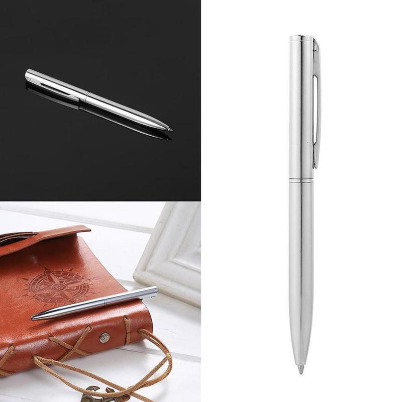 Bút bi mini vỏ bạc dáng ngắn bằng kim loại dùng cho trường học văn phòng 10cm