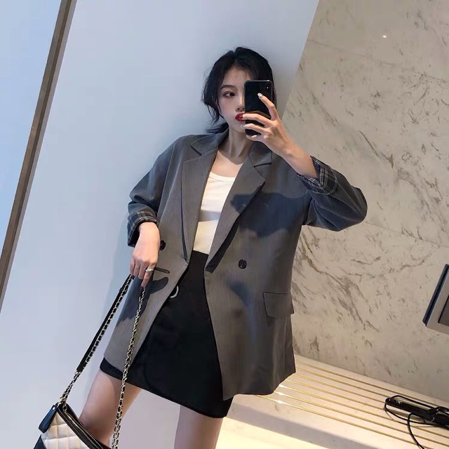 Set áo khoác vest áo blazer nữ MA15 và chân váy xoè xếp tầng kẻ caro có bán rời | BigBuy360 - bigbuy360.vn