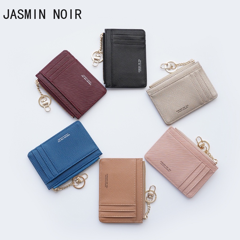Ví ngắn JASMIN NOIR da PU phối khóa kéo thời trang cao cấp dành cho nữ