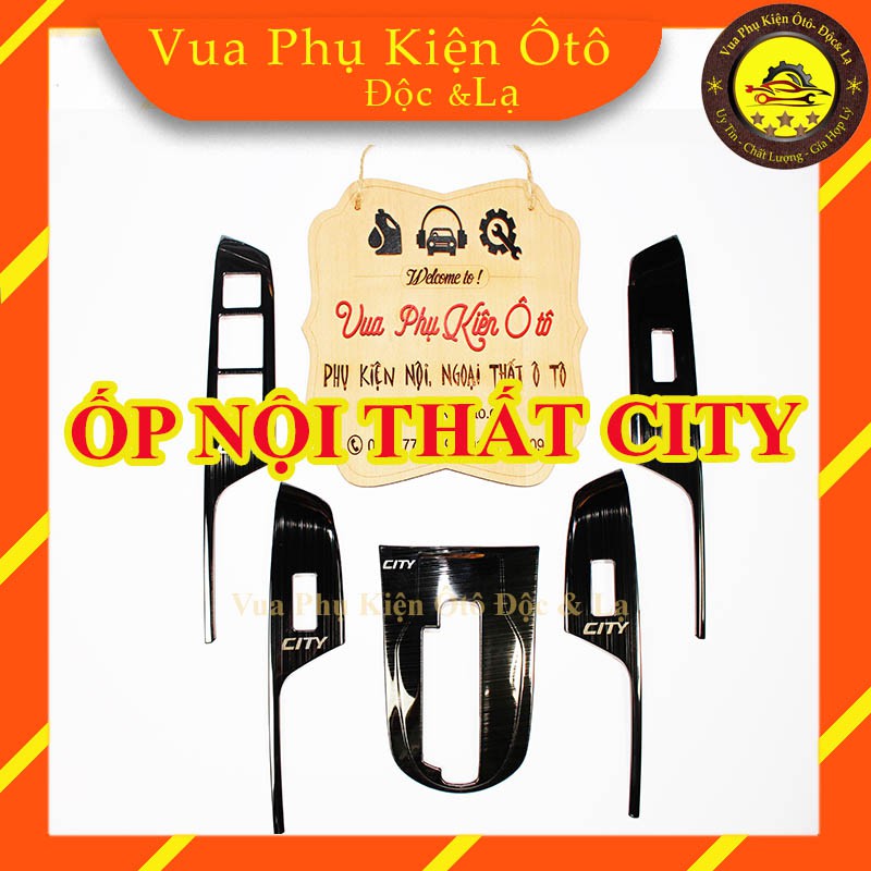 Ốp nội thất titan HONDA CITY 2014- 2020 cao cấp - 5 chi tiết titan phay xước