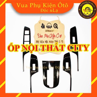 Ốp nội thất titan HONDA CITY 2014- 2020, 2021-2022 cao cấp - 5 chi tiết titan phay xước