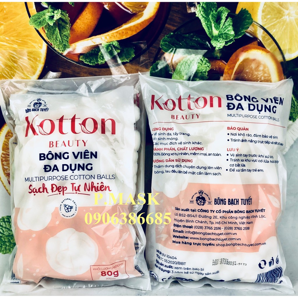 BÔNG VIÊN TIỆN DỤNG COTTON 80G/ GÓI KOTTON BEAUTY - BÔNG GÒN DẠNG VIÊN TIỆN DỤNG GÓI 80g CHÍNH HÃNG BÔNG BẠCH TUYẾT