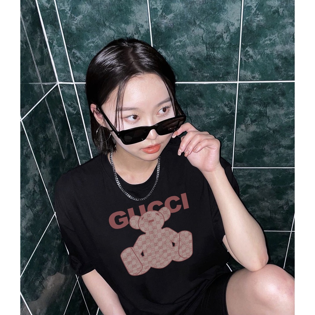 Áo phông guci nữ form rộng tay lỡ unisex, áo thun gucci nữ form rộng tay lỡ unisex cotton AT109 Miucho in logo