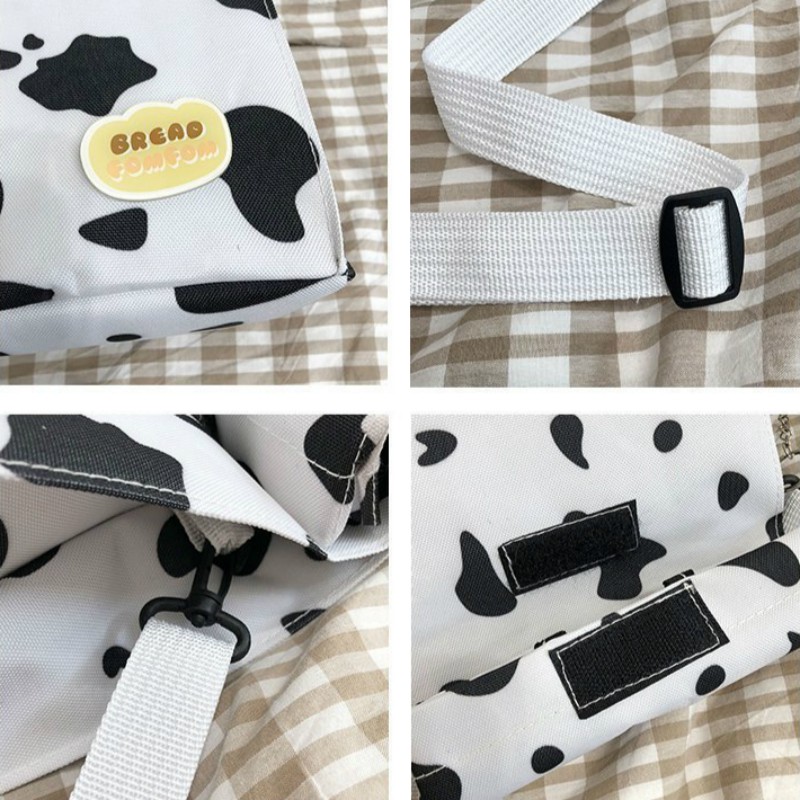Túi Đeo Chéo Bằng Chất Liệu Vải Họa Tiết Bò Sữa Xinh Xắn Dành Cho Bạn Nữ | BigBuy360 - bigbuy360.vn