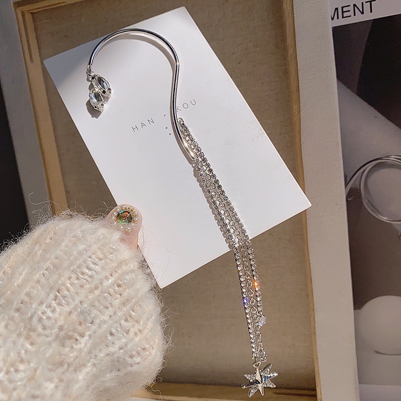 Bông Tai Ngôi Sao Tua Rua Đính Đá Lấp Lánh Sang Trọng Phong Cách Hàn Quốc