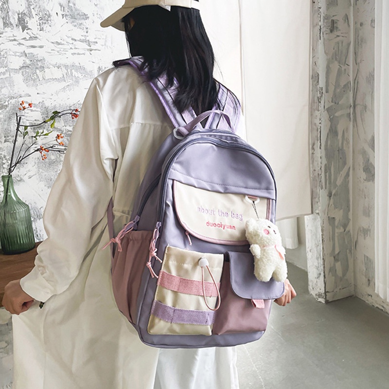 Ba Lô Dù Đi Học Màu Trơn Chống Thấm Nước Chống Trộm Thời Trang Ví