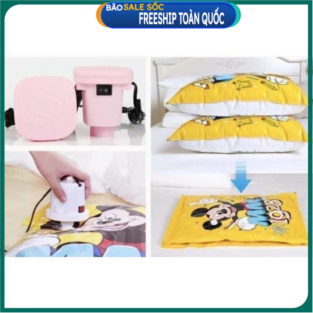 PVN30728 Túi hút chân không set 3 SML bọc đựng quần áo chăn màn mền giày dép xếp vali kèm bơm điện T2 .
