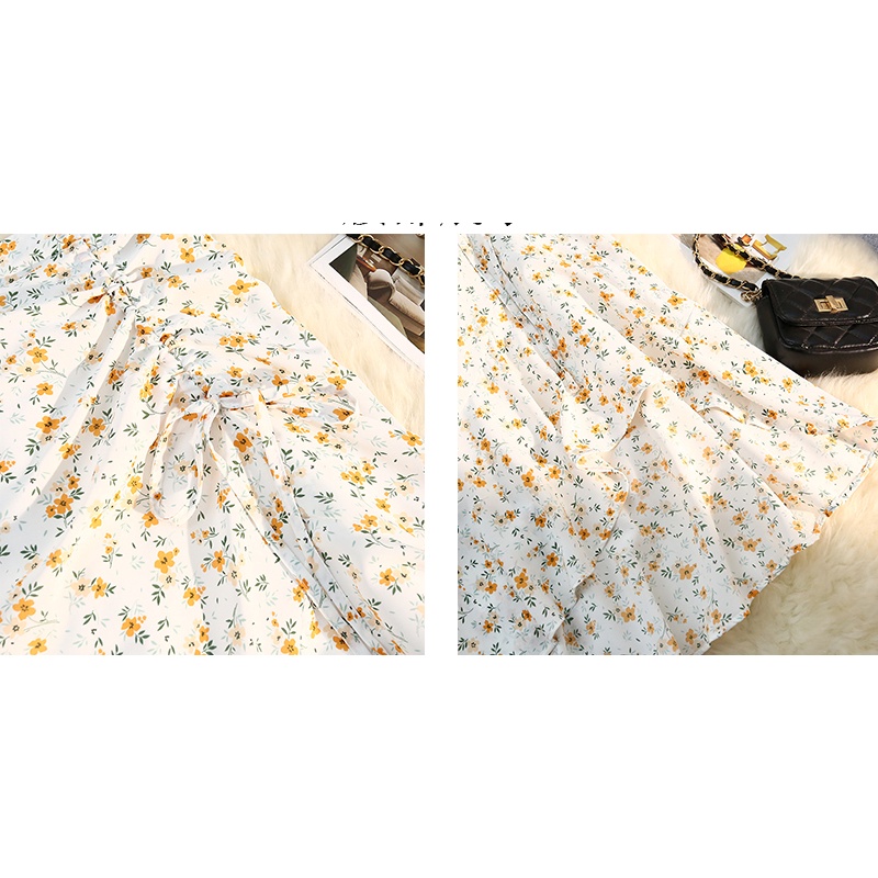 Chân Váy Voan Hoa Đuôi Cá Dài Qua Gối Thời Trang Mùa Hè 2023 Thiết Kế Không Đồng Đều Phong Cách Mới Cho Nữ