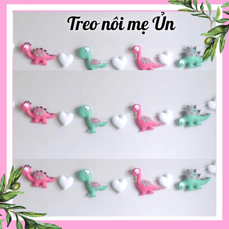 Dây trang trí tường, trang trí nôi cũi cho bé mẫu KHỦNG LONG HỒNG