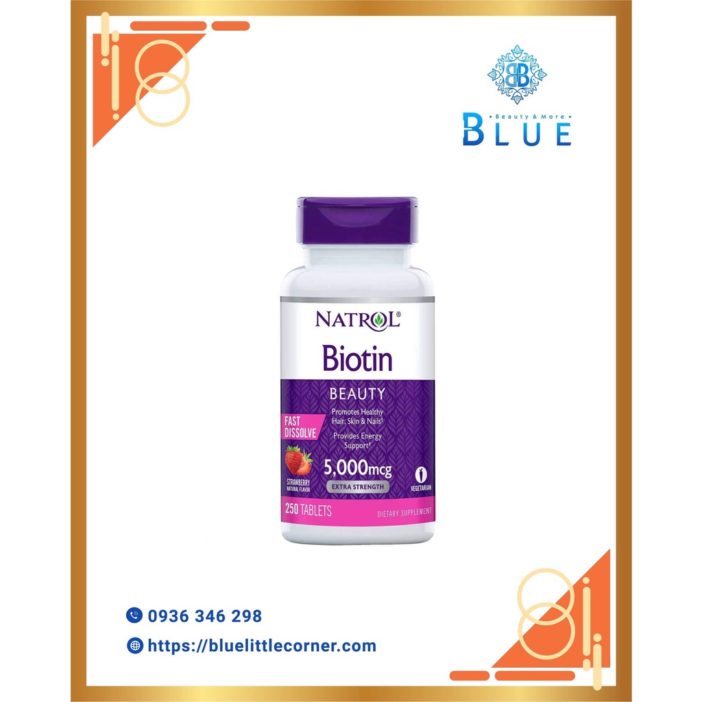 Viên hỗ trợ mọc tóc Natrol Biotin 10.000mg 100v