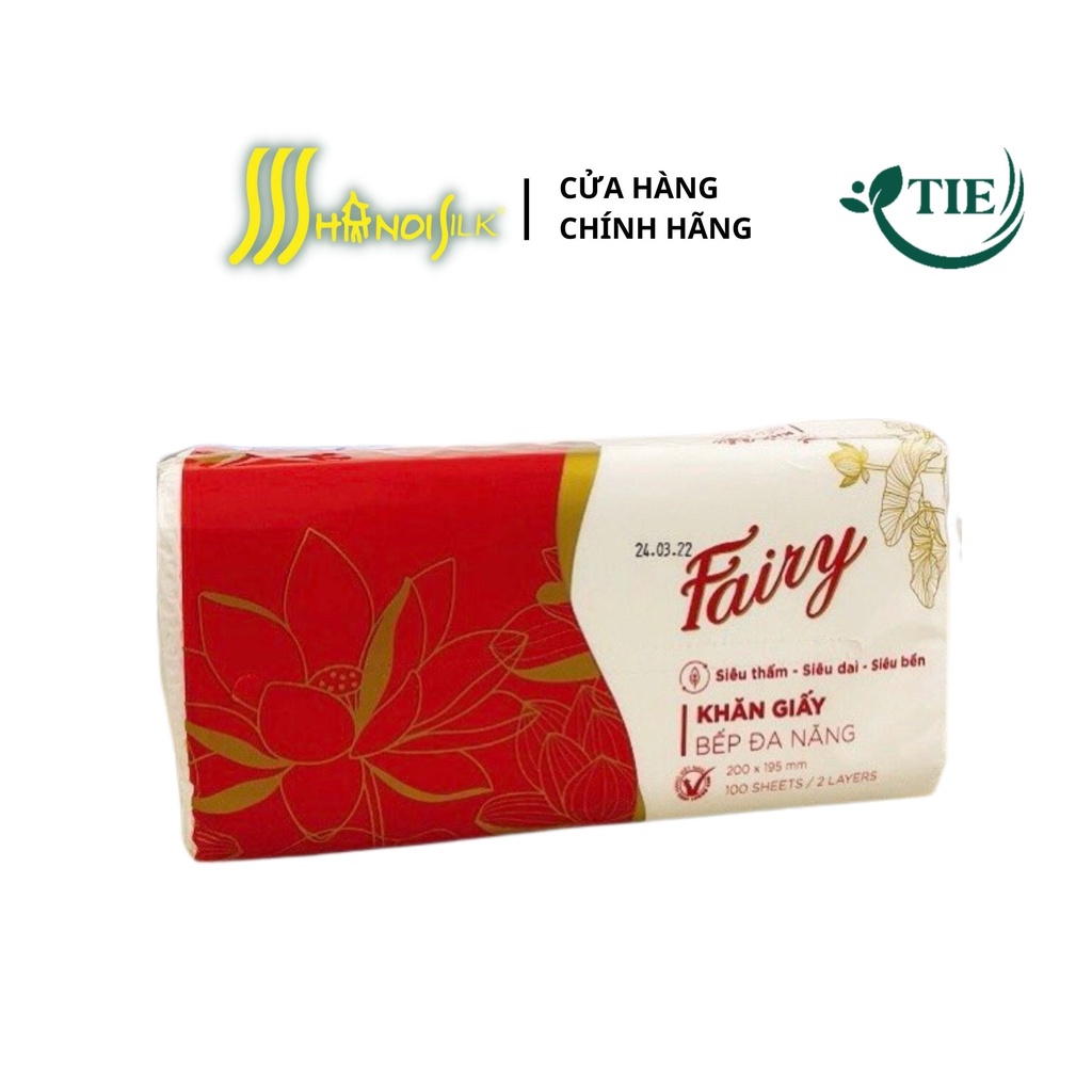 Combo 4 Bịch x 100 Tờ Khăn Giấy Lau Đa Năng, Khăn Lau Bếp FAIRY Dày Dai Thấm Hút Dầu Tốt, Lau Bếp, Lau Khô Chén Bát