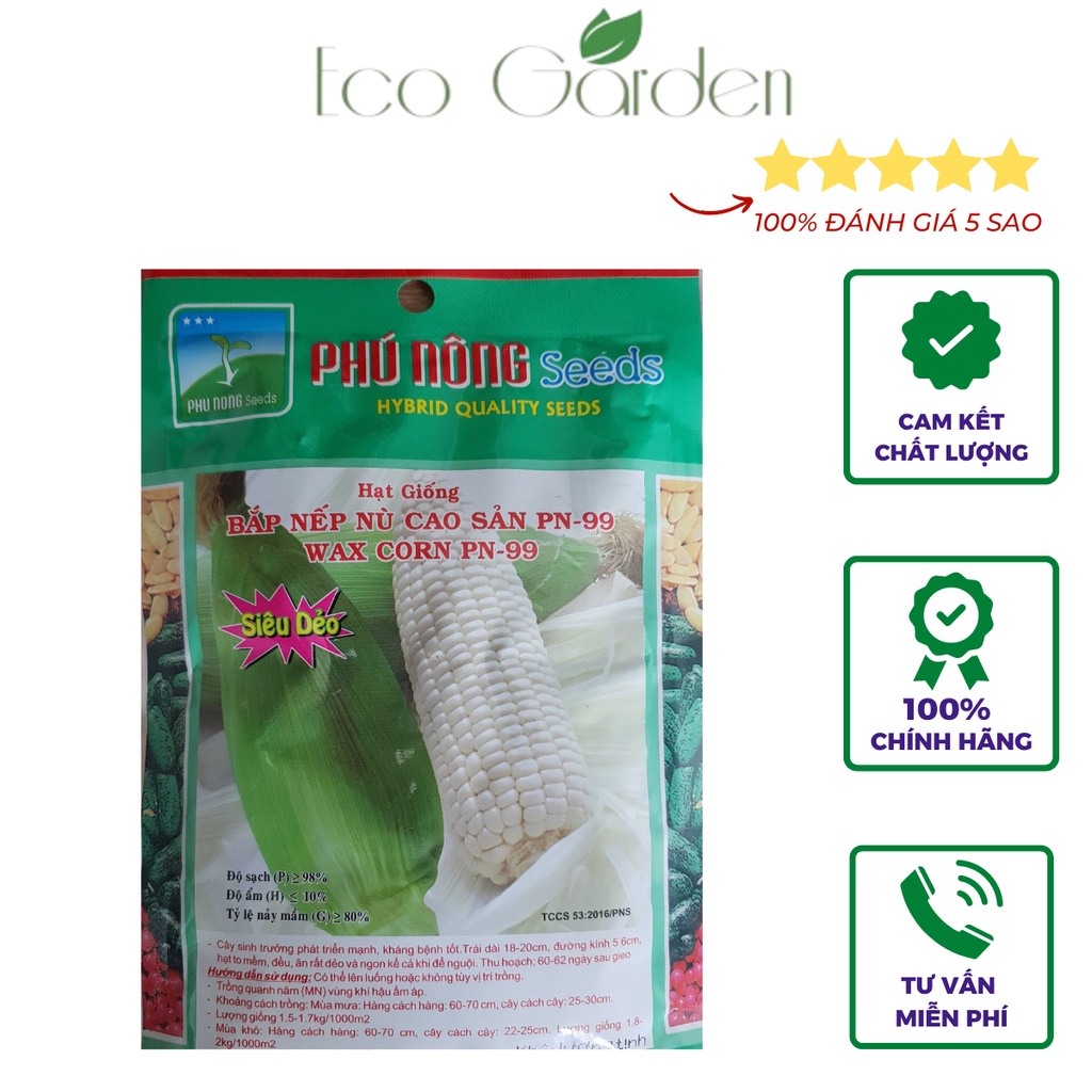 Hạt giống Bắp nếp nù cao sản siêu dẻo PN-99 Phú Nông - 100g