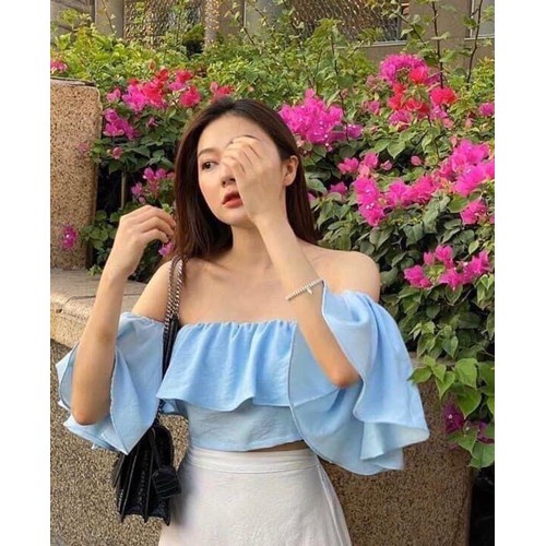 Áo bẹt vai phối Chân váy đuôi cá dễ thương Form Chuẩn Siêu Đẹp Tôn Dáng Màu Hot Trend, SET BẸT VAI ĐUÔI CÁ