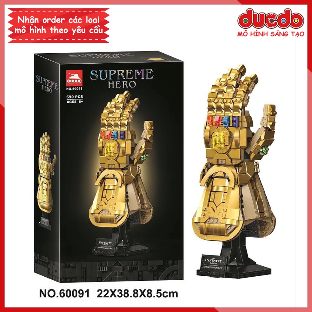 TANK 60091 Lắp ghép găng tay vô cực của Thanos - Đồ chơi Xếp hình Mô hình Marvel Infinity Gauntlet 76191 BLA TANK