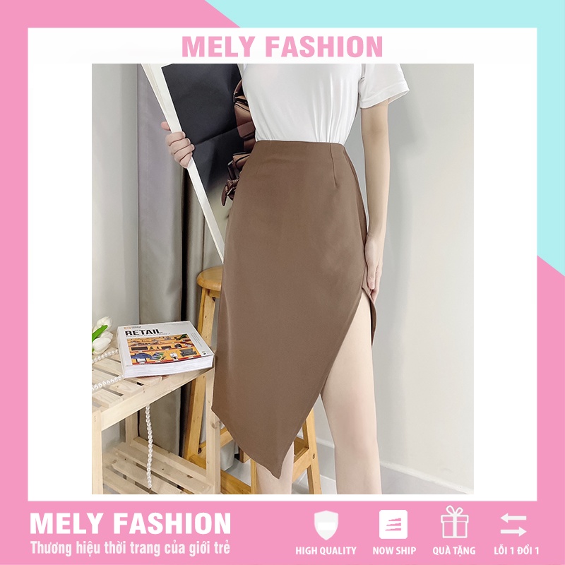 Chân váy Midi dài xẻ tà vạt chéo cá tính phong cách sang trọng có big size Mely's Fashion CV22