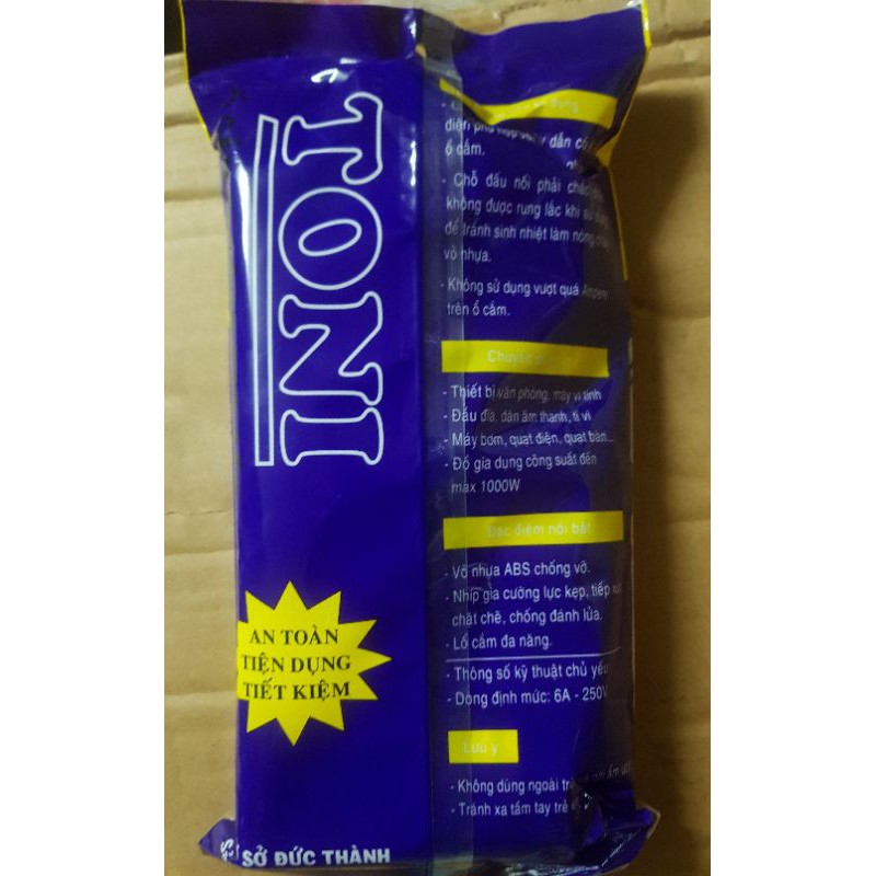 Ổ điện dài Toni 4 ổ cắm công suất 1000w dây dài 3m, 5m