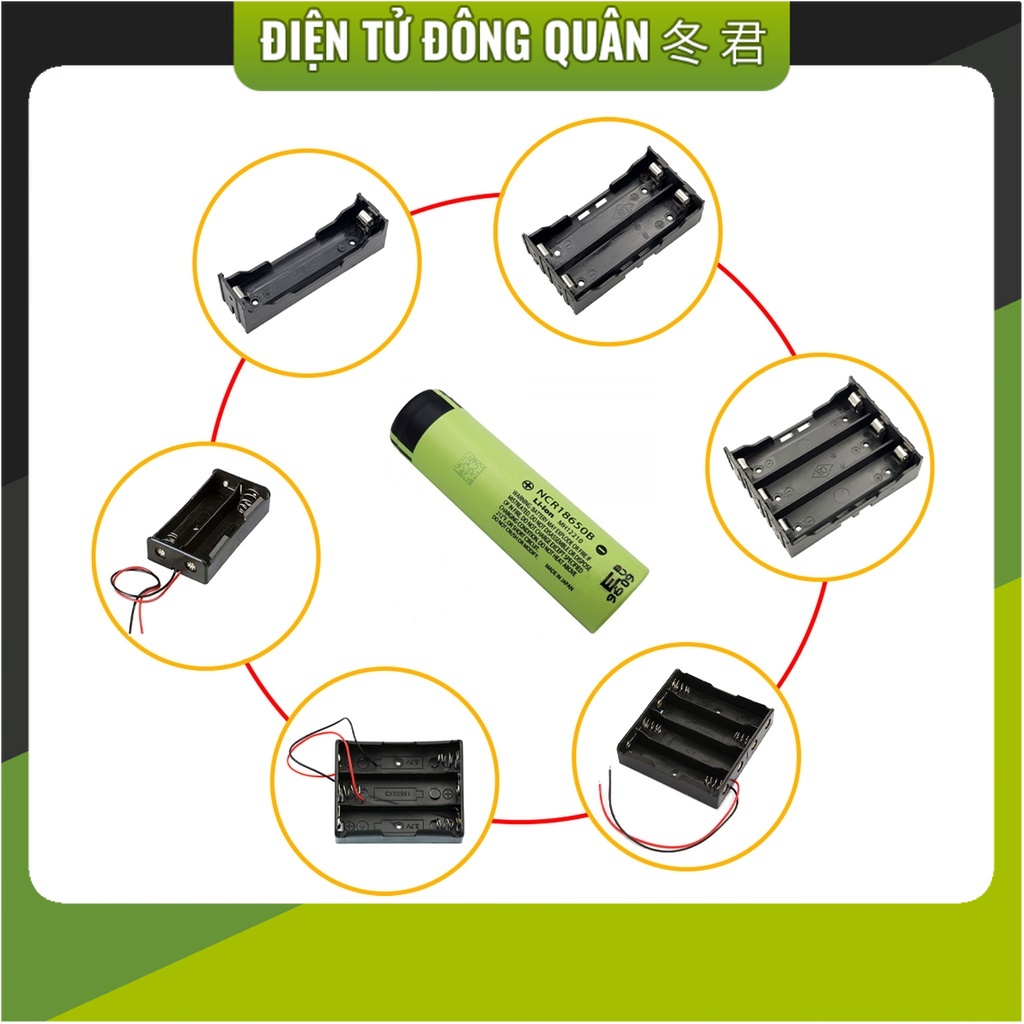 Đế pin 18650 1 cell | 2cell | 3cell | 4 cell, Hộp đế pin ra dây và hộp đế pin hàn