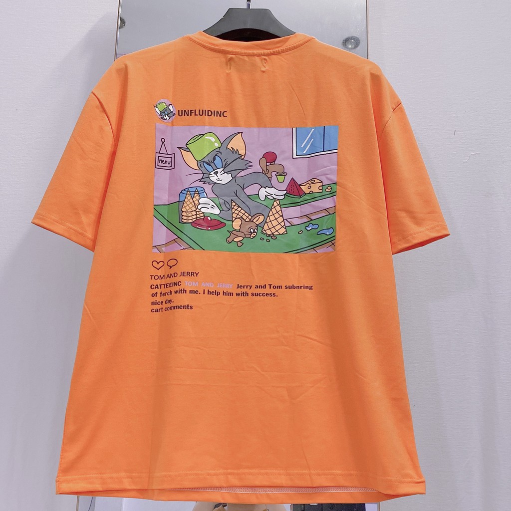 Áo Thun tay lỡ YAYSHOP phông unisex nam nữ chất cotton mềm mịn hoạt hình Tom Jerry siêu dễ thương