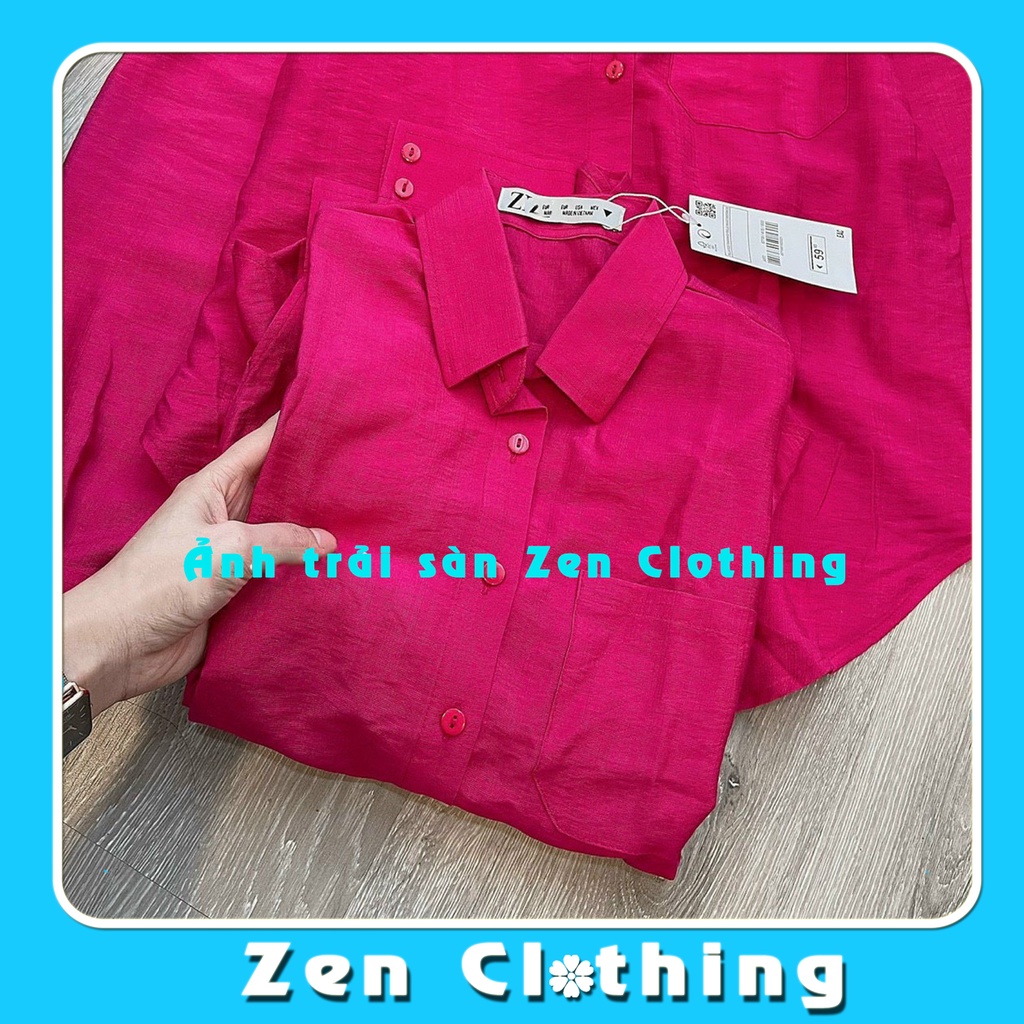 Áo sơ mi nữ form rộng hồng sen áo sơ mi nữ form thụng Zen Clothing Zen050 | BigBuy360 - bigbuy360.vn