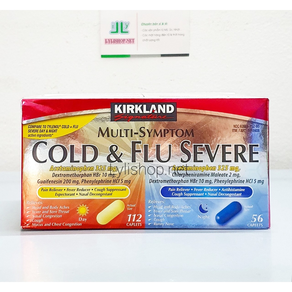 Viên uống Kirkland Multi Symptom Cold & Flu Severe 168 viên của Mỹ