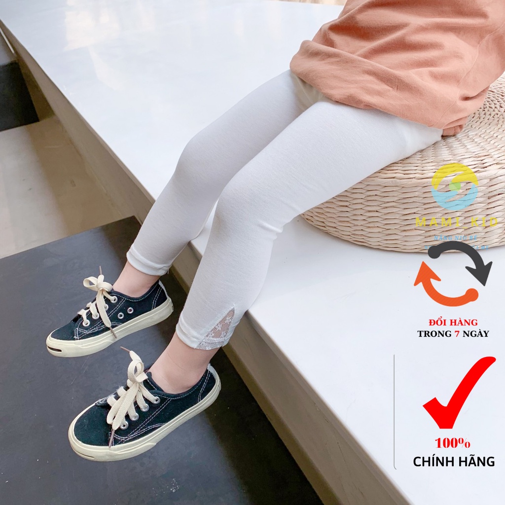 quần legging bé gái phối ren siêu xinh 9-38KG, chất cotton dày dặn, co giãn 4 chiều mami kid