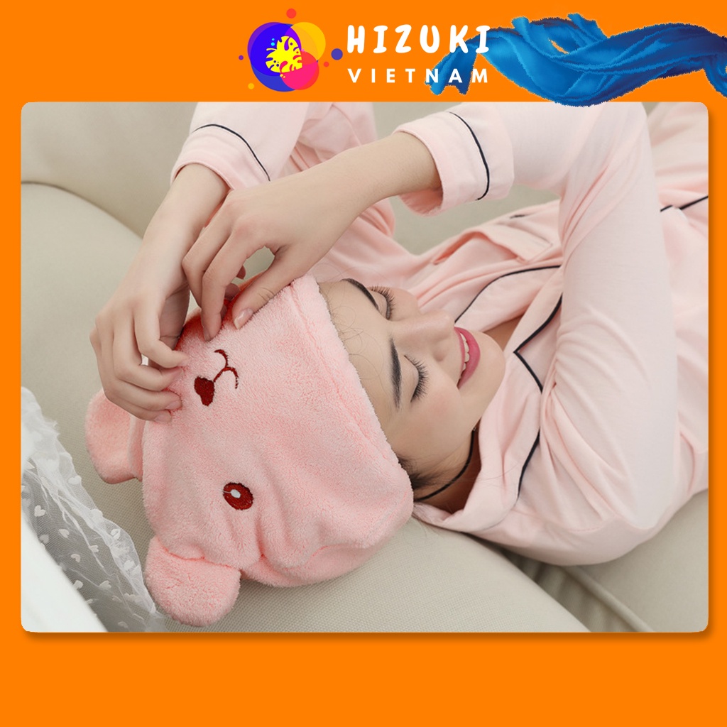 Khăn Ủ Tóc Nhanh Khô Quấn Tóc Trùm Đầu Chất Liệu Vải Siêu Thấm Giúp Tóc Mau Khô