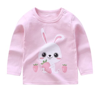 Áo thun cotton thu đông dài tay cho bé gái màu hồng thỏ con - me yeu con 1102 - từ 7 - 27 kg