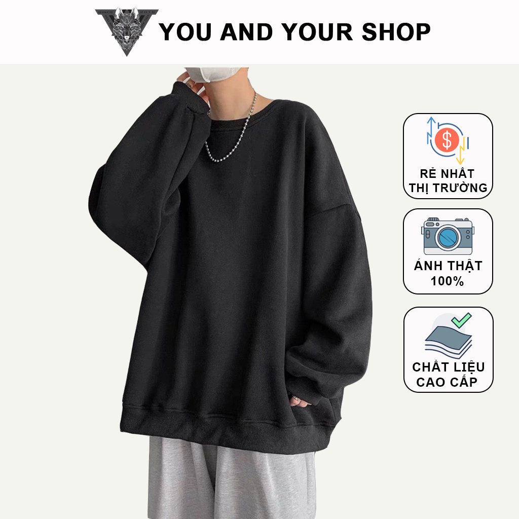 Áo Nỉ sweater trơn YAYSHOP unisex nam nữ chất nỉ cotton mềm mịn nhiều màu