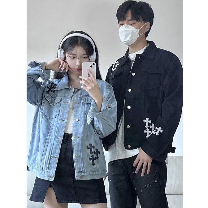 Áo khoác jean nam unisex đồ đôi Áo Khoác denim Thời Trang jacket chất đũi cao cấp retro áo khoác nữ