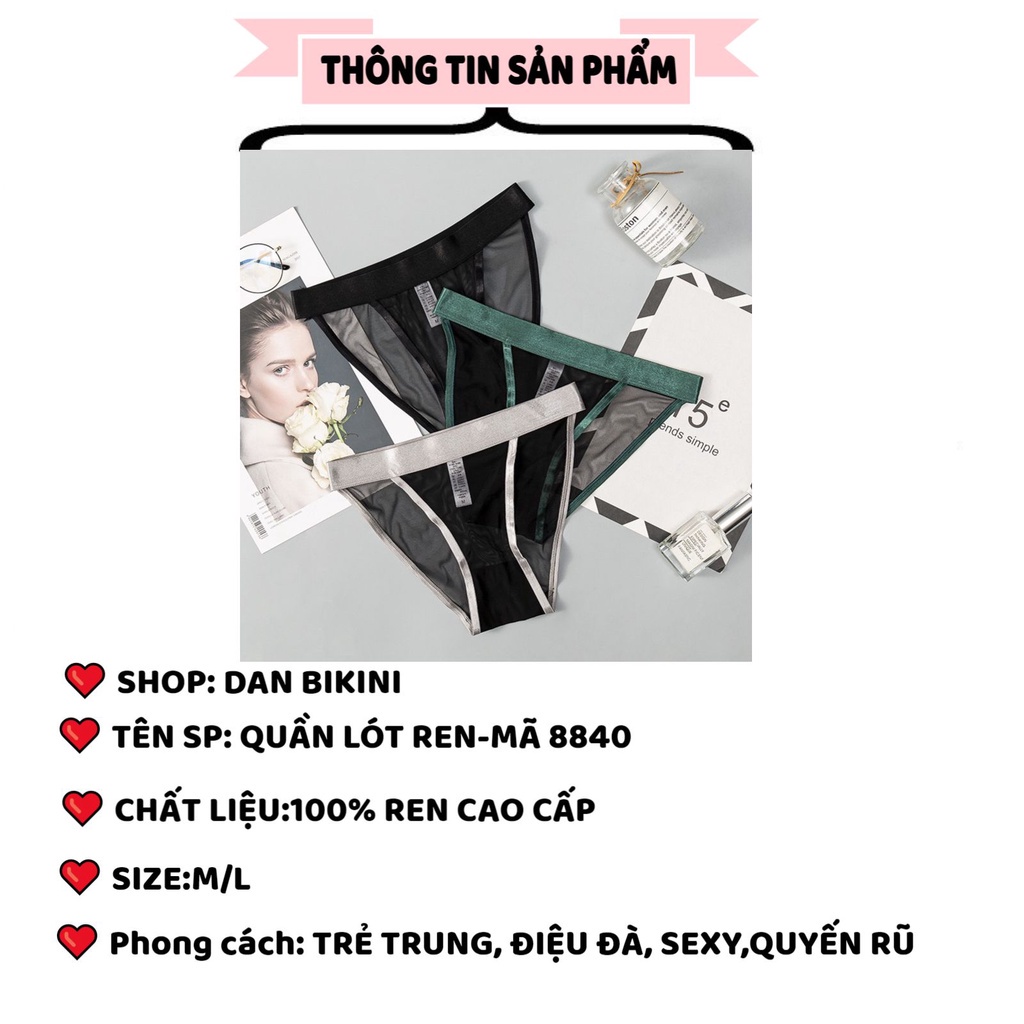 Quần Lót Nữ ❤️FREESHIP❤️ Quần Lót Ren Sexy viền chun lưới thiết kế gợi cảm quyến rũ MÃ 8840