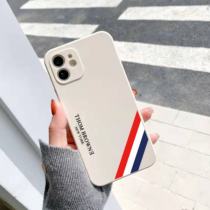 Ốp lưng IP Cạnh Vuông Thom Browne Màu kem 6/6plus/6s/6splus/7/7plus/8/8plus/x/xr/xs/11/12/13/14/pro/max/plus/promax