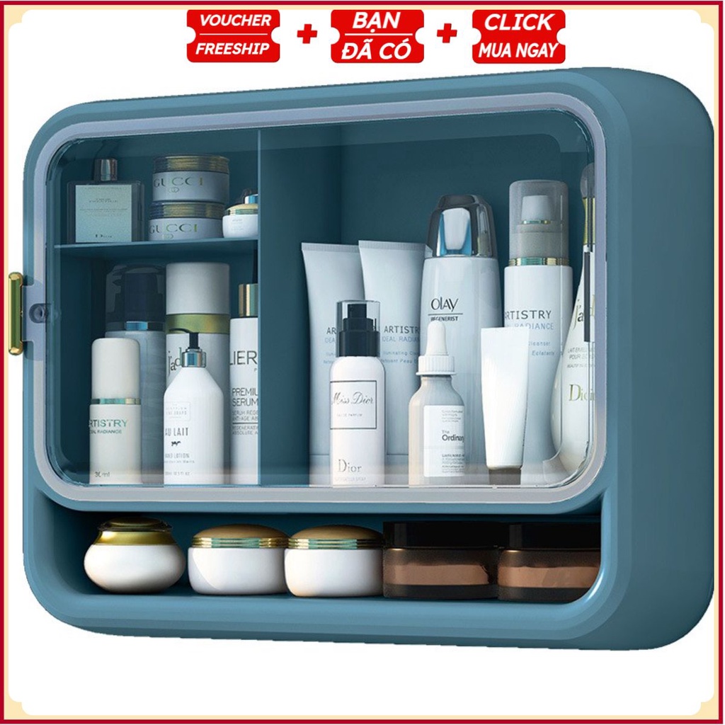 (PVN30692) Kệ Mỹ Phẩm, Hộp Đựng Mỹ Phẩm Treo Tường Chống Bụi T2 - #kemypham