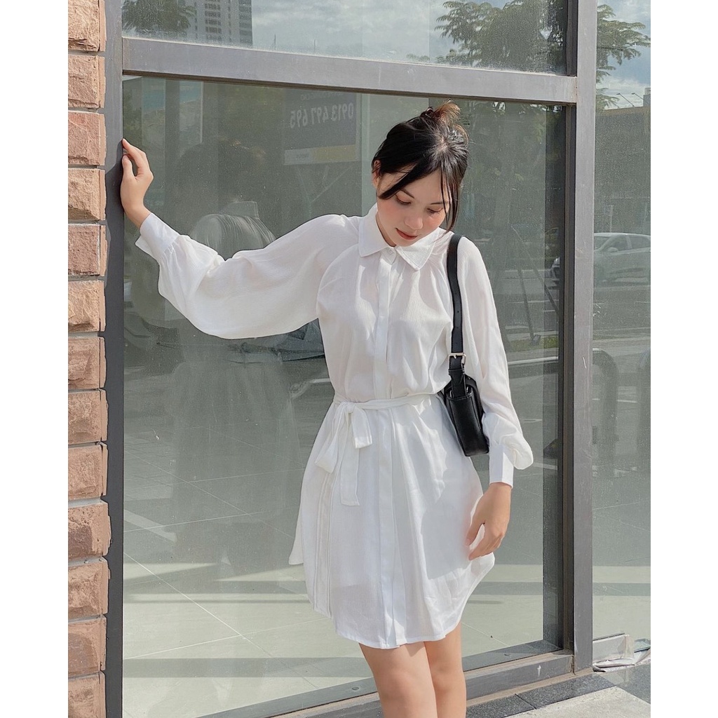 Sơ mi dáng dài có đai