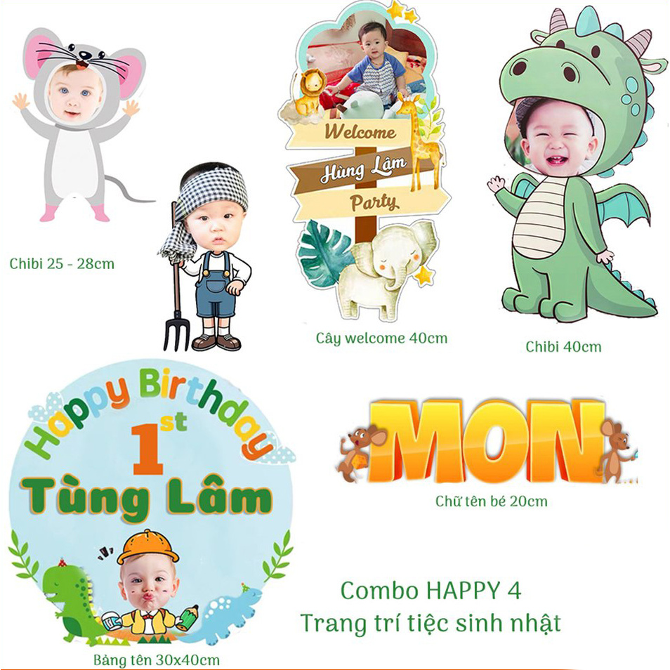 [Mã LIFEXANH03 giảm 10% đơn 500K] Combo Trang Trí Sinh Nhật HAPPY 4 - Trang Trí Tiệc Sinh Nhật - Tôi Tự Làm