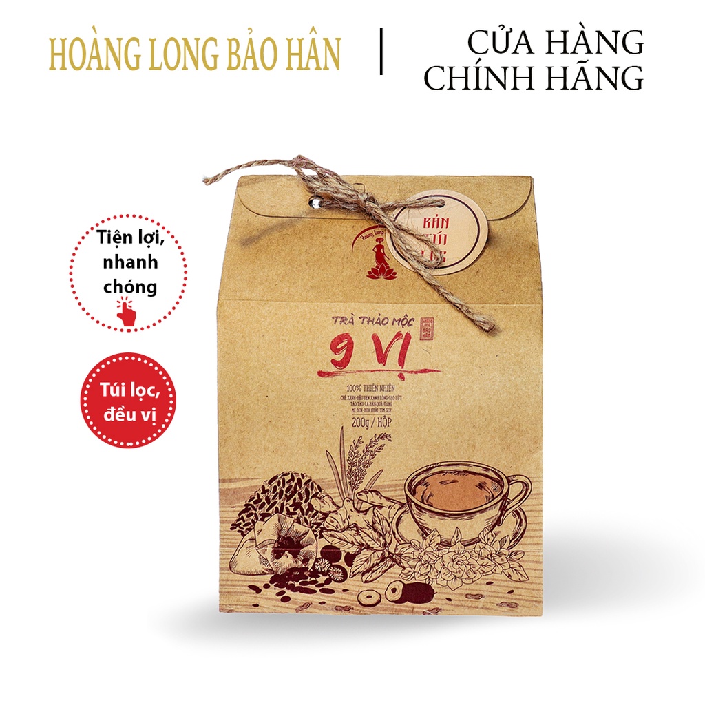 Trà thảo mộc 9 vị [Bản túi lọc 200g] Hoàng Long Bảo Hân
