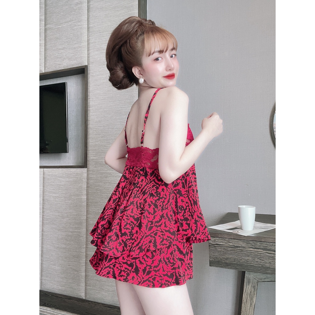 Đồ Ngủ Sexy, Bộ Ngủ Mango Hoa Ren Ngực &lt;70Kg