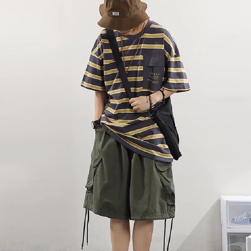 Quần Short Dáng Suông Rộng Nhiều Túi Phong Cách Hip Hop Đường Phố Cho Nam Size M-4XL