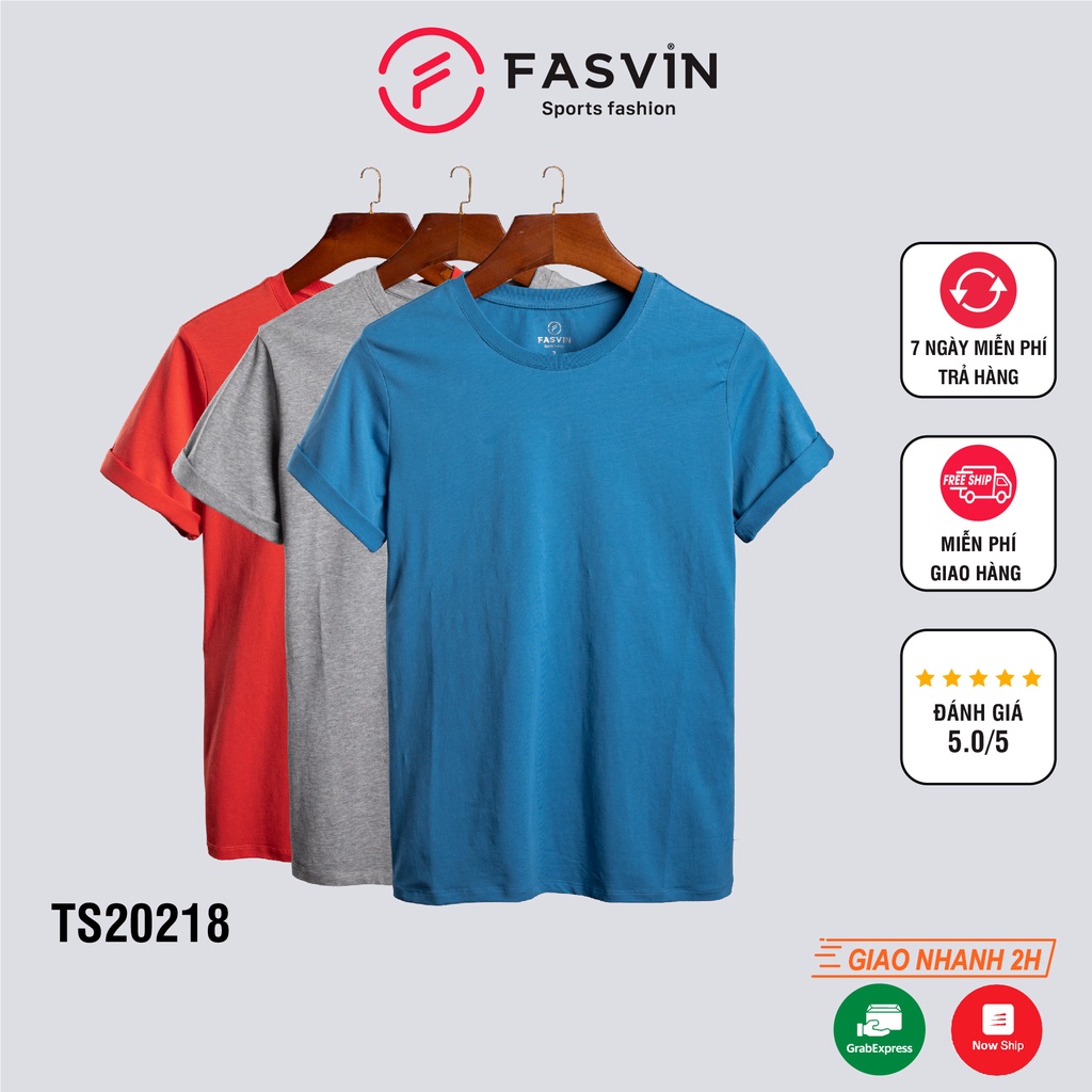 Áo phông nam FASVIN TS20218.2.HN chất vải cotton đẹp mềm mát co giãn thoải mái không bai không xù