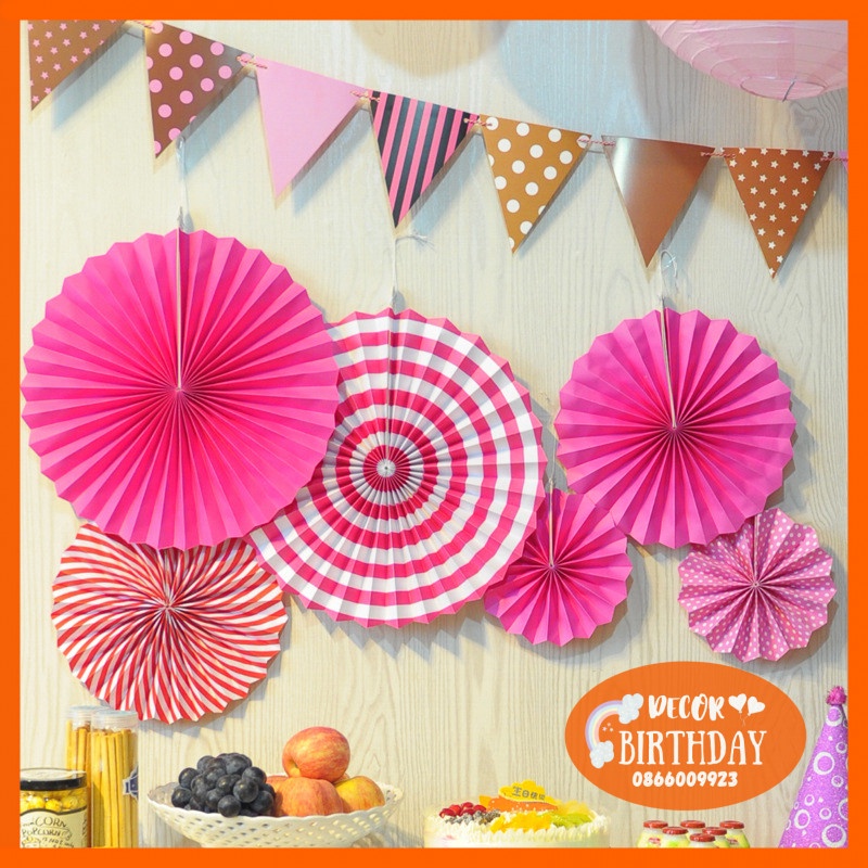 Bộ Quạt Giấy HOT SALE Trang Trí Sinh Nhật, Phòng Cưới, Tiệc Thôi Nôi, Hàng Đẹp Dày Dặn, Nhiều Mẫu